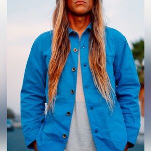 Beautiful cornflower blue chore coat from Imperfects brand